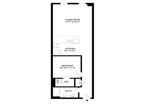 Paramount Floor Plan | 780 Sq. Ft. at Mayton Transfer Lofts, Petersburg, VA 23803